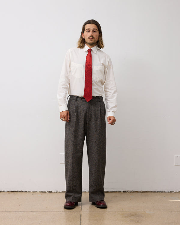 Wool Silk Floral Jacquard Tie: Crimson