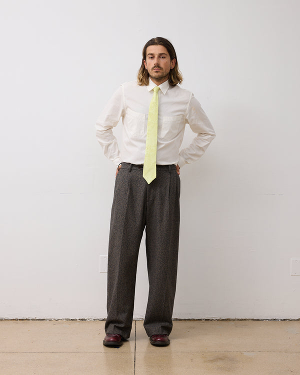 Wool Silk Floral Jacquard Tie: Vichyssoise