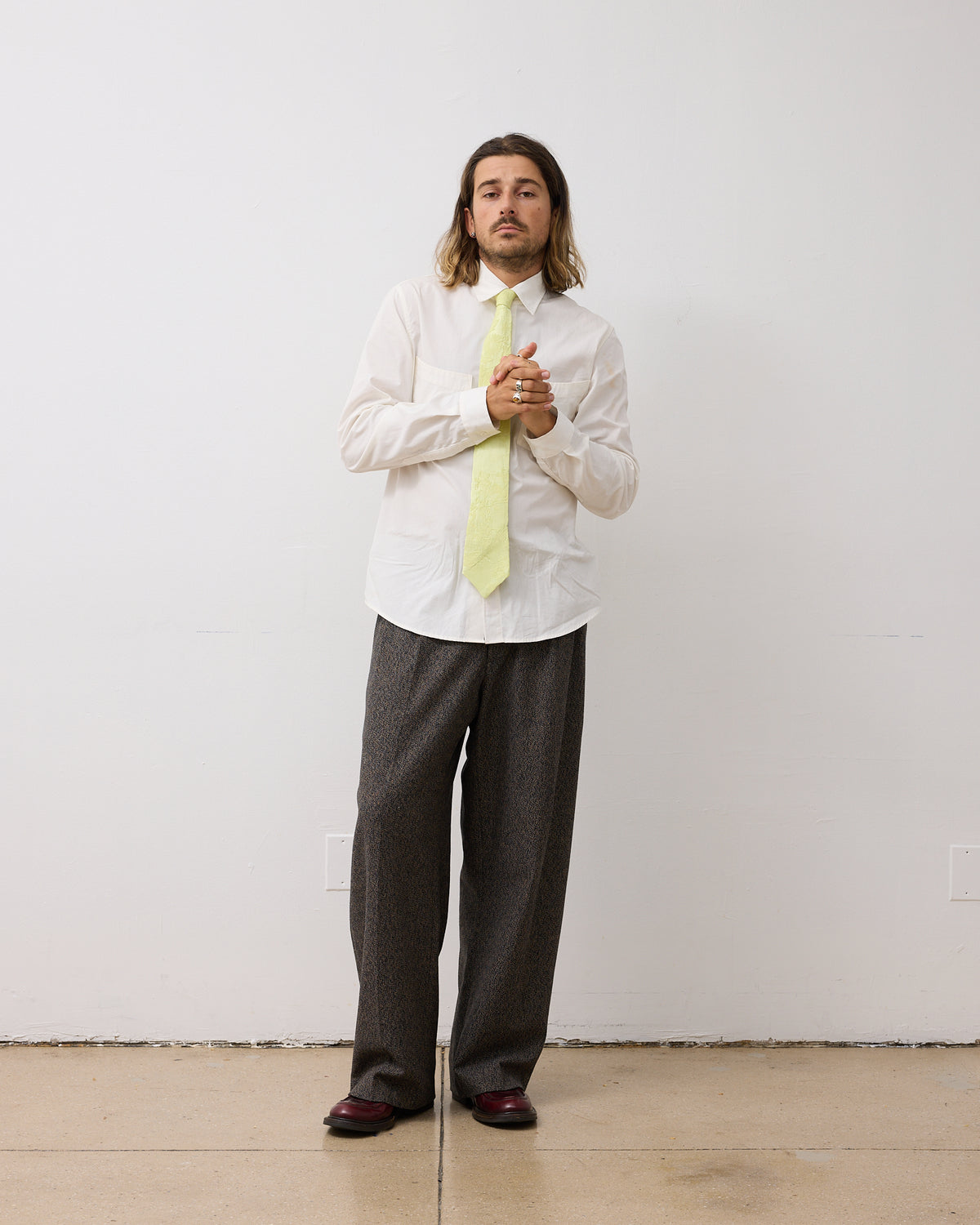 Wool Silk Floral Jacquard Tie: Vichyssoise