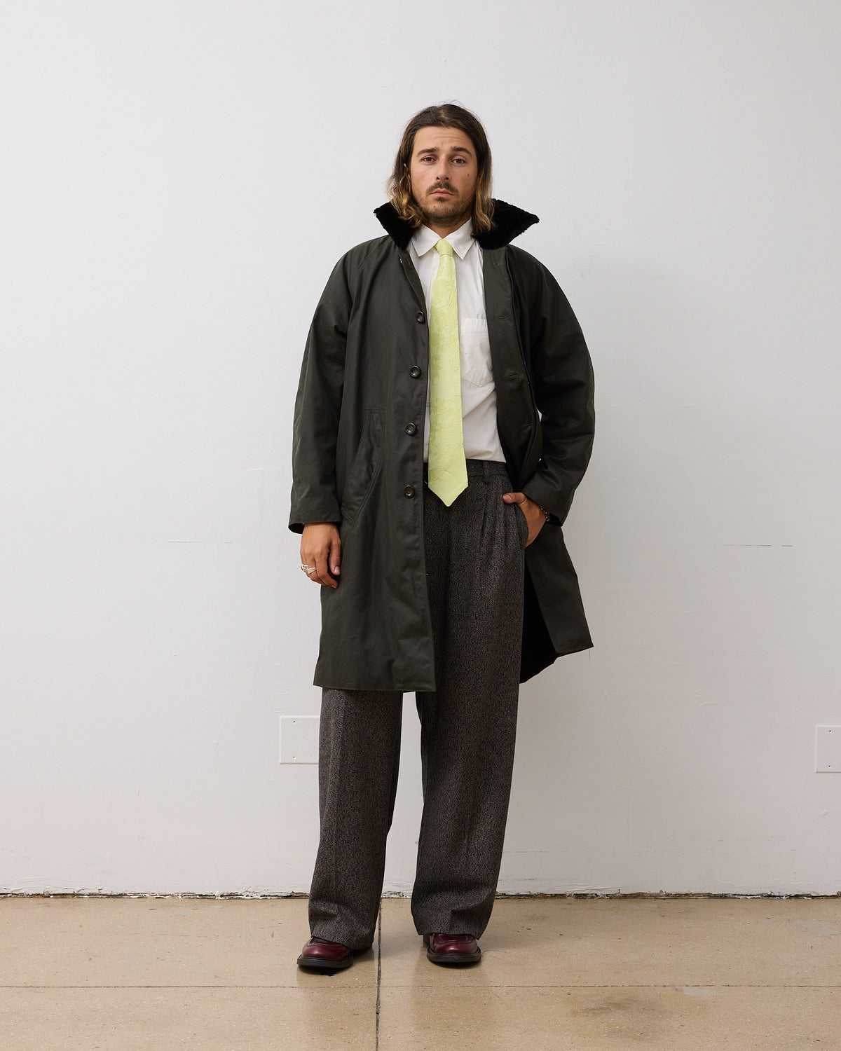 Wool Silk Floral Jacquard Tie: Vichyssoise