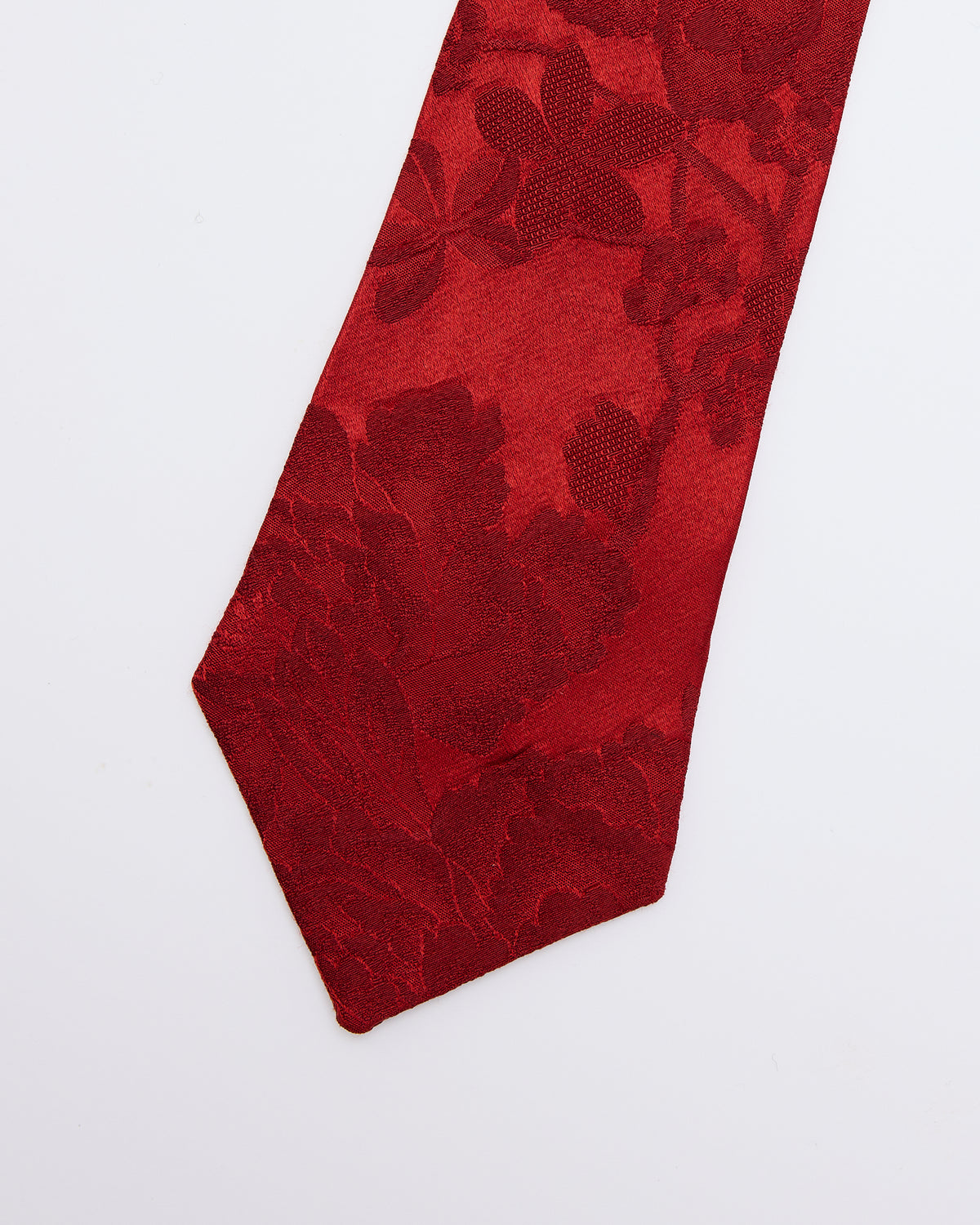 Wool Silk Floral Jacquard Tie: Crimson