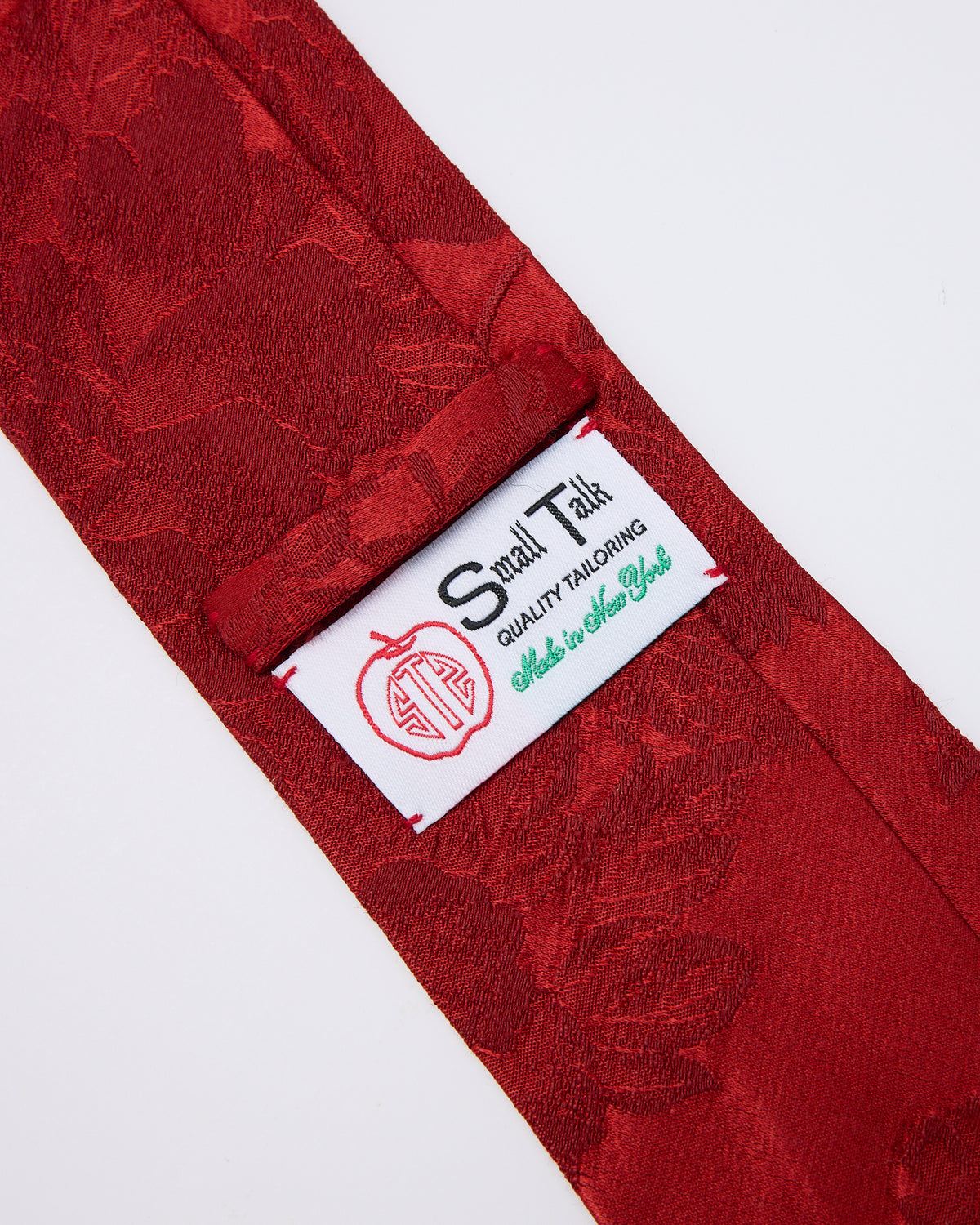 Wool Silk Floral Jacquard Tie: Crimson