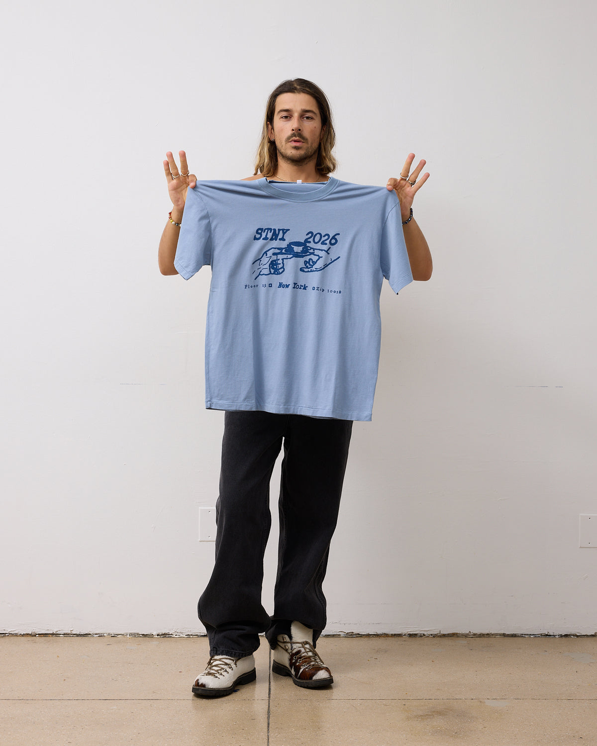 S/S T-shirt: Washed Blue Coffee