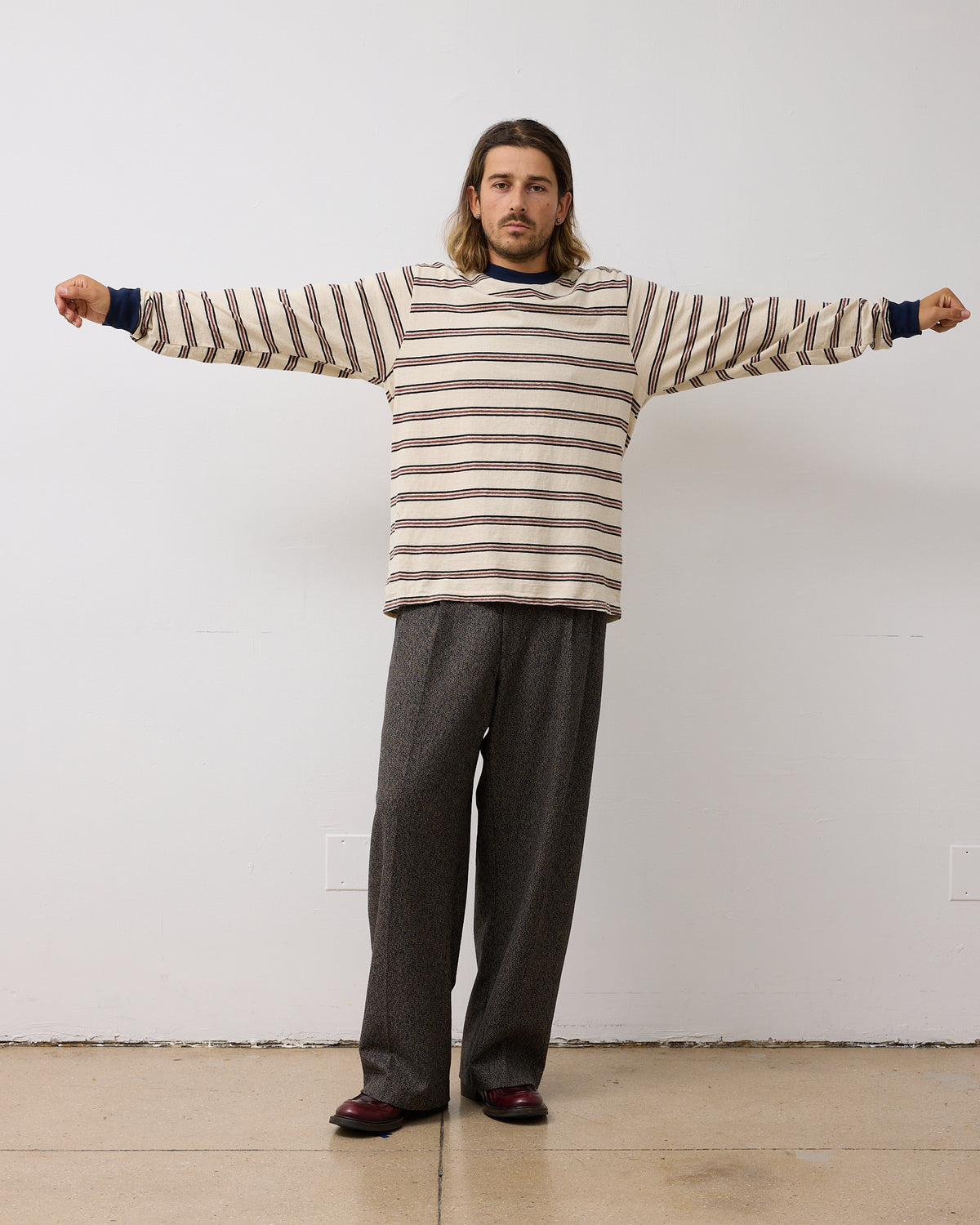 Double Pleat Trousers: Cotton Tweed