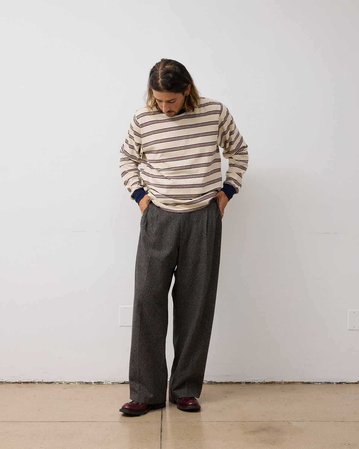 Double Pleat Trousers: Cotton Tweed