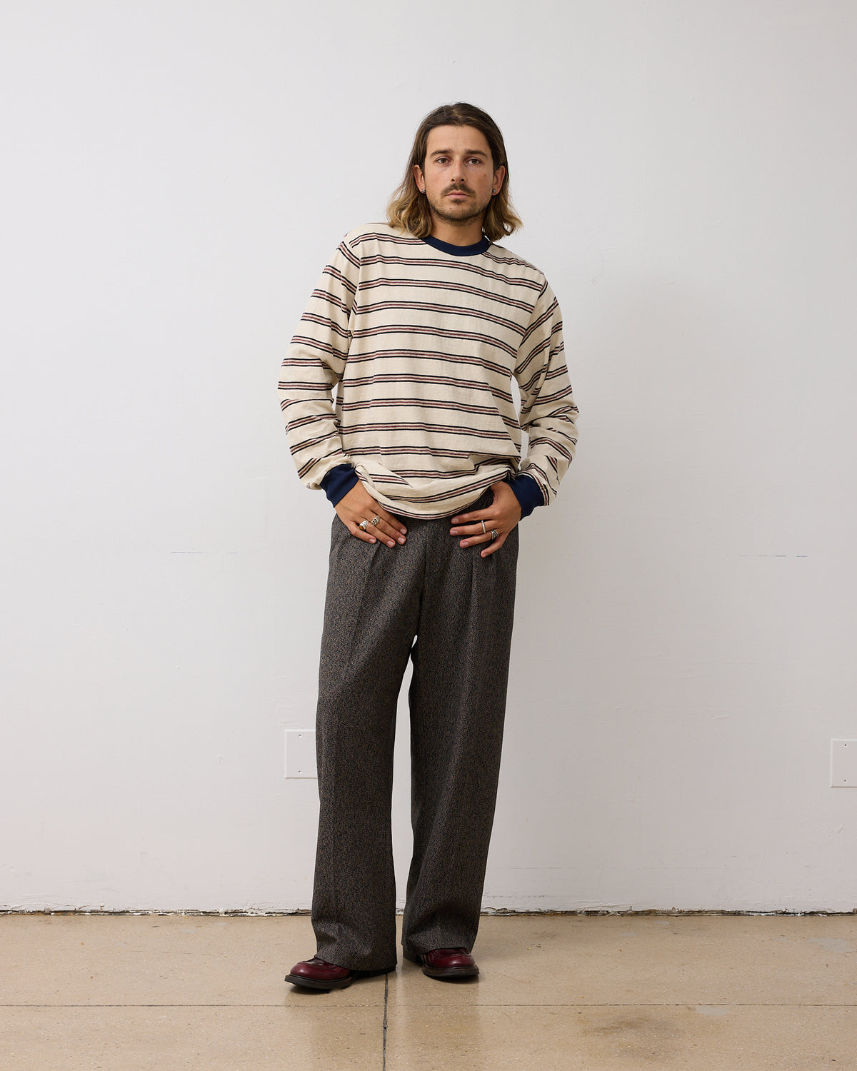 Double Pleat Trousers: Cotton Tweed