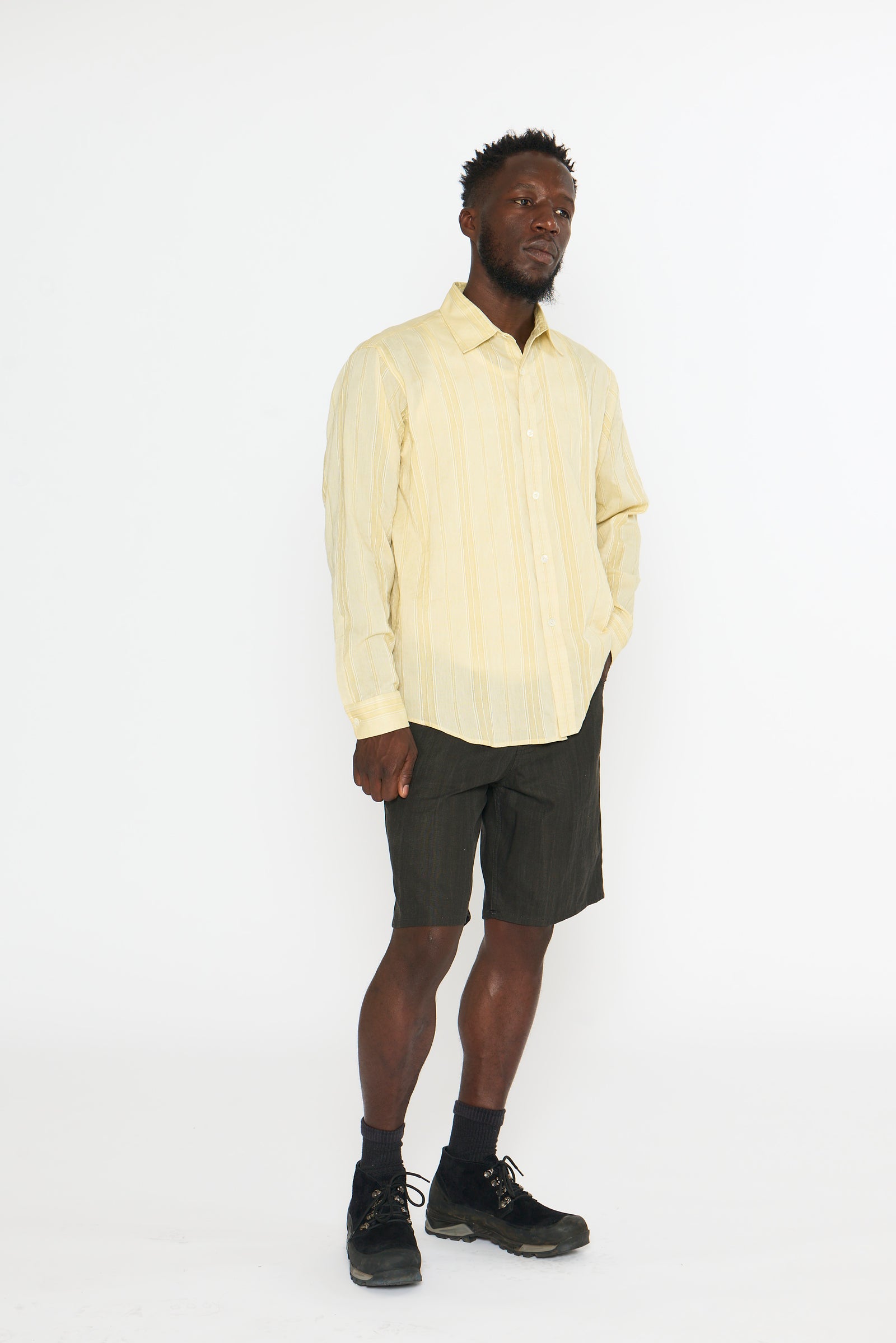 Curve Hem Dress Shirt: Pale Green Dobby Stripe