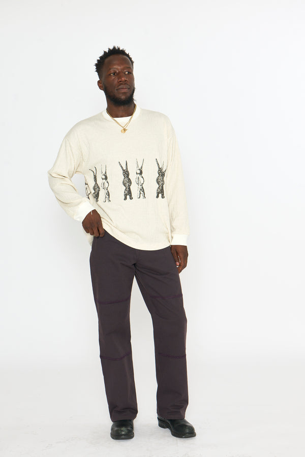 Jean Cut Trouser: Crochet Vent, Earthtone Purple