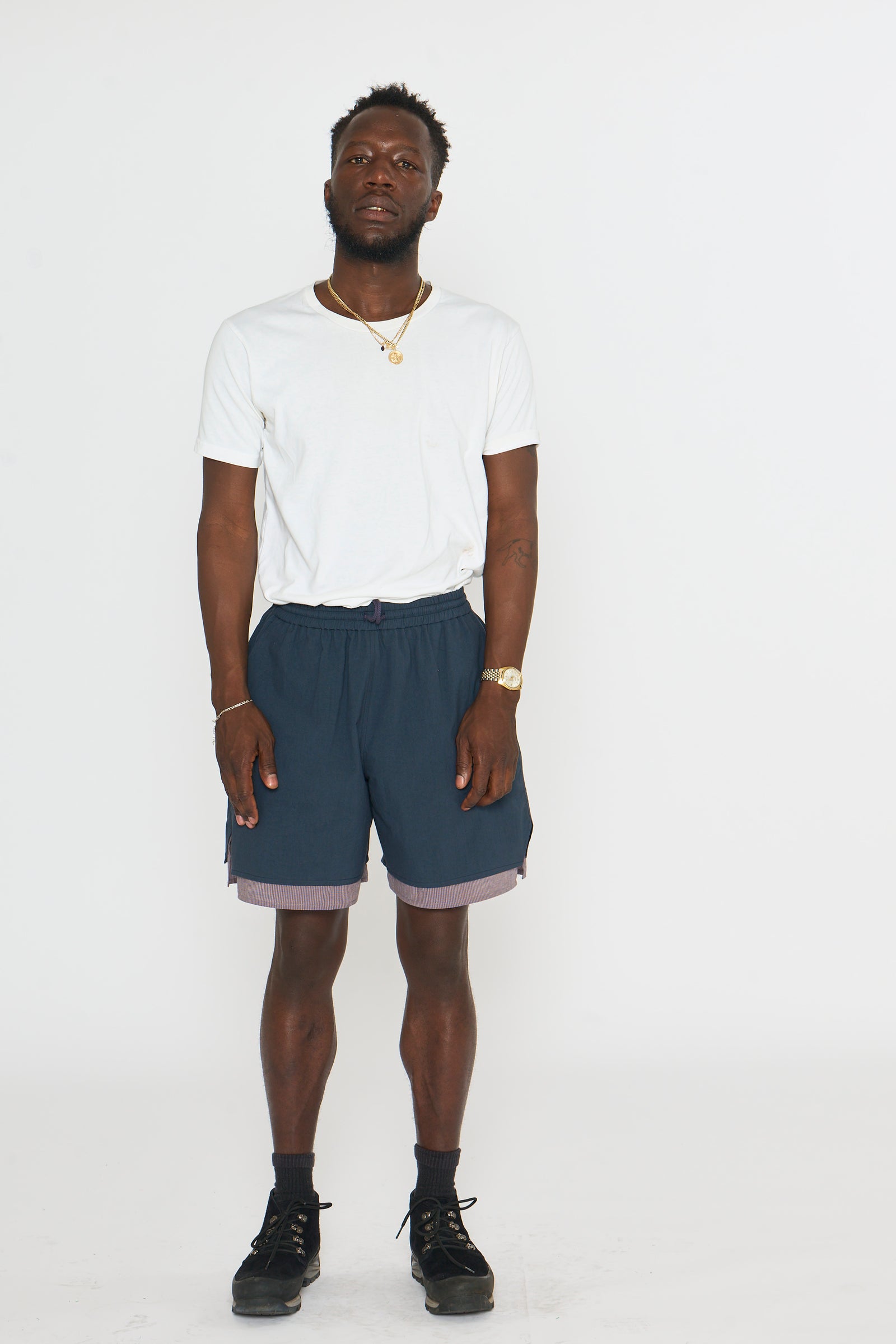 Drawstring Short: Navy "Boxer Lining"