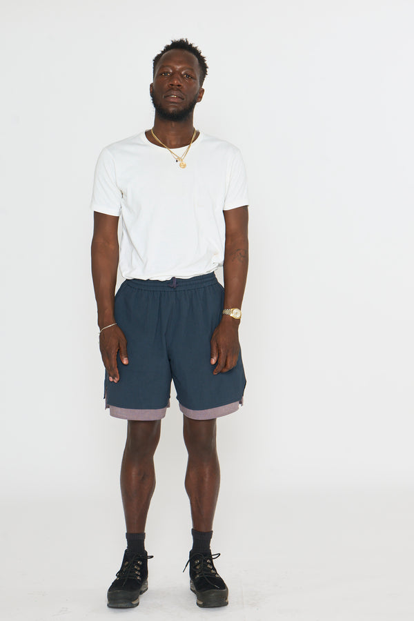 Drawstring Short: Navy "Boxer Lining"