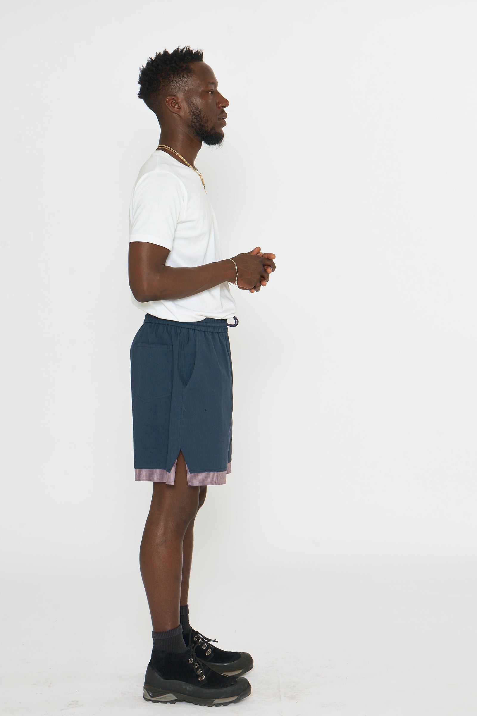 Drawstring Short: Navy "Boxer Lining"