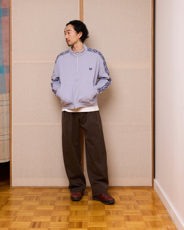 Hand-Embroidered Track Jacket: Heron Blue