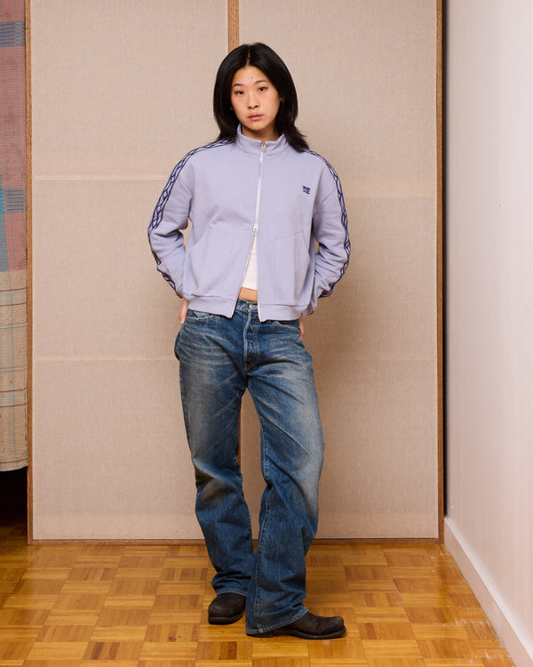 Hand-Embroidered Track Jacket: Heron Blue