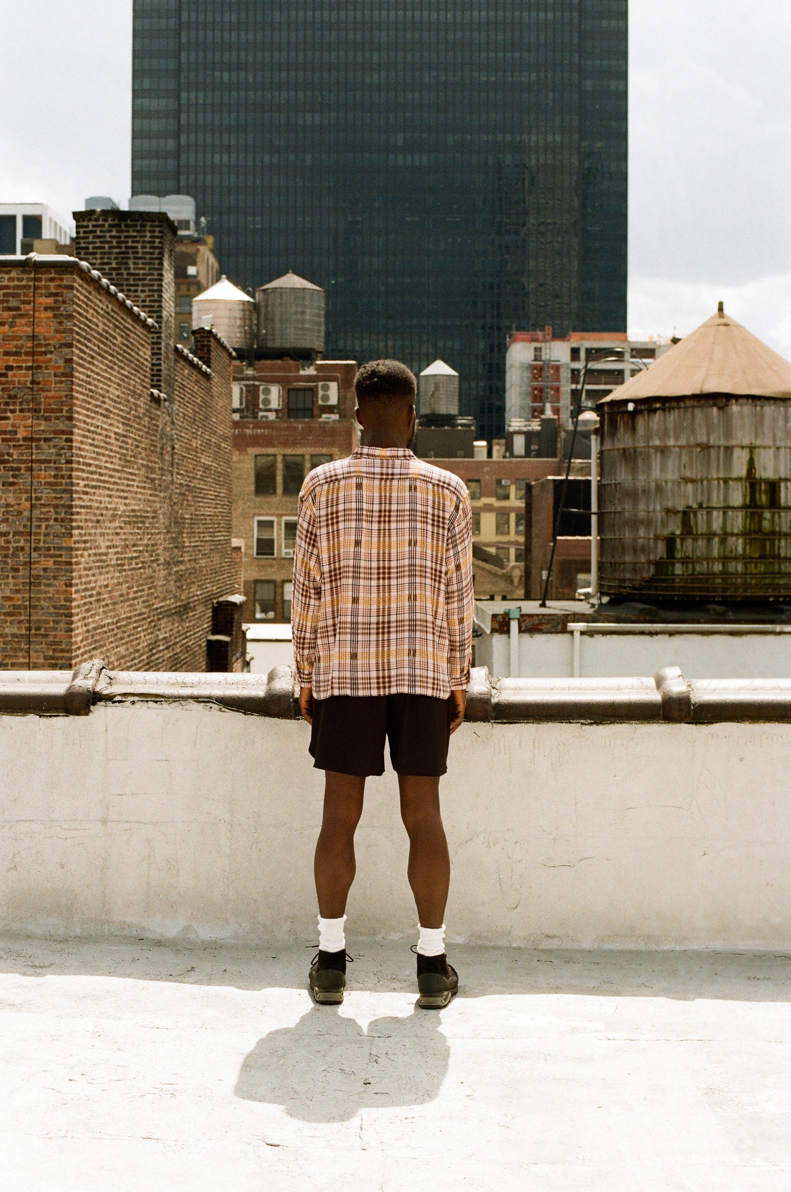 Pink Plaid Dobby Flat Hem L/S Shirt