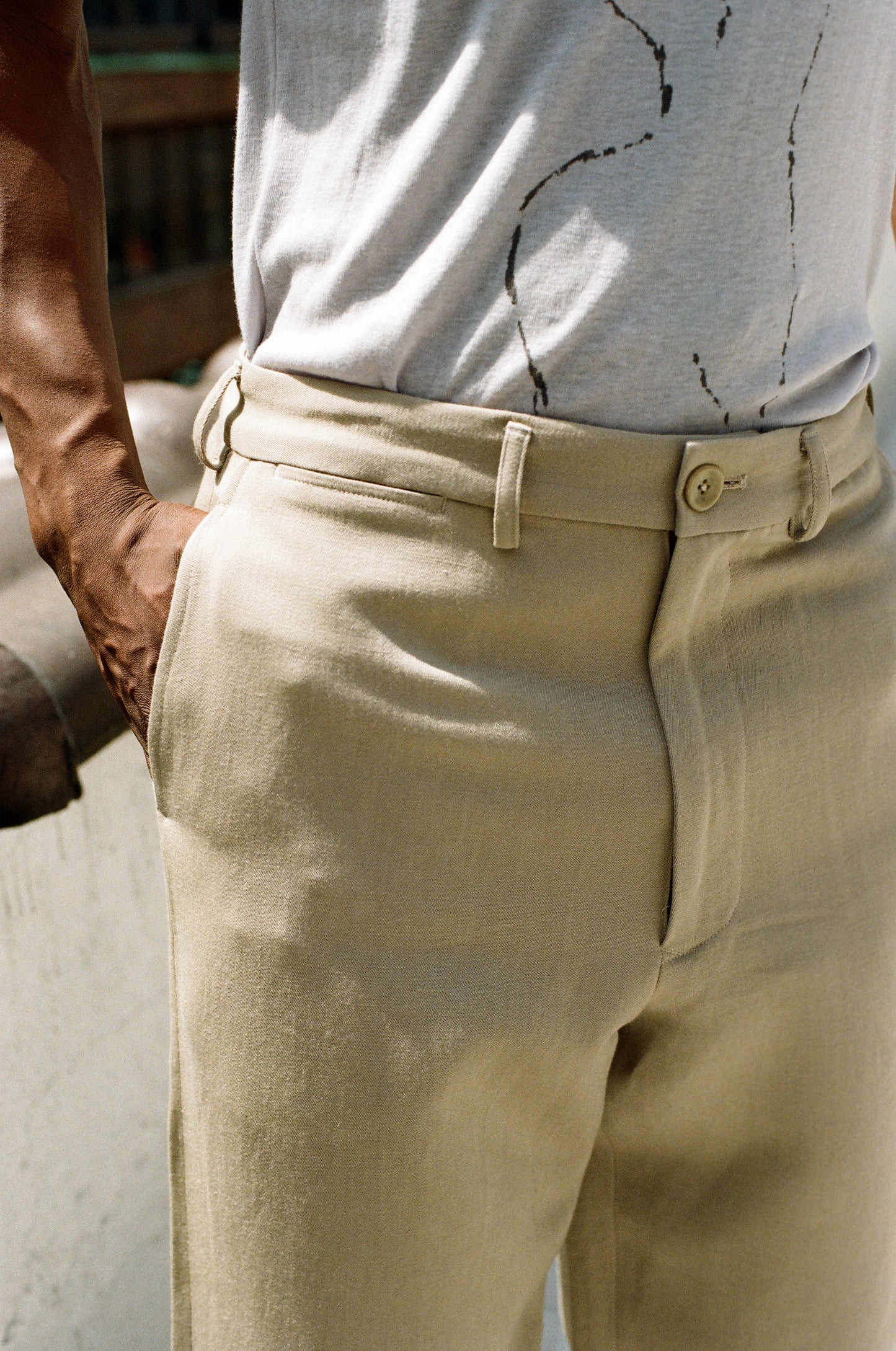 Linen/Wool Curve Seam Trouser