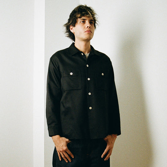 Raw Hem Brushed Back Satin Overshirt