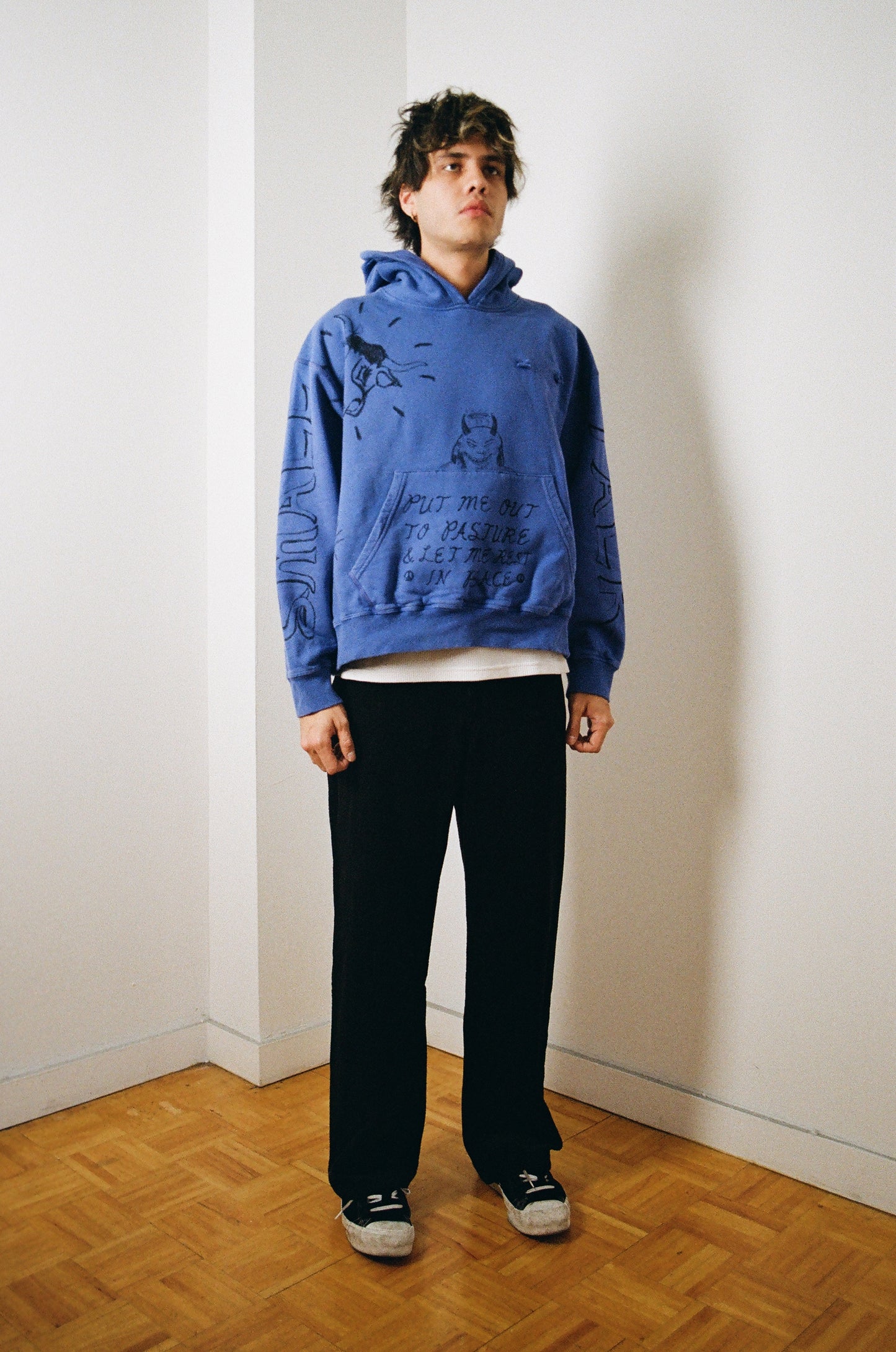 daytimenovella Out to Pasture Hoodie, Washed Royal Blue