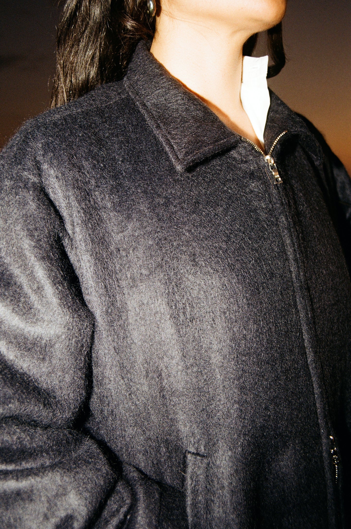 Zip Front Jacket: Fuzzy Silk Mohair