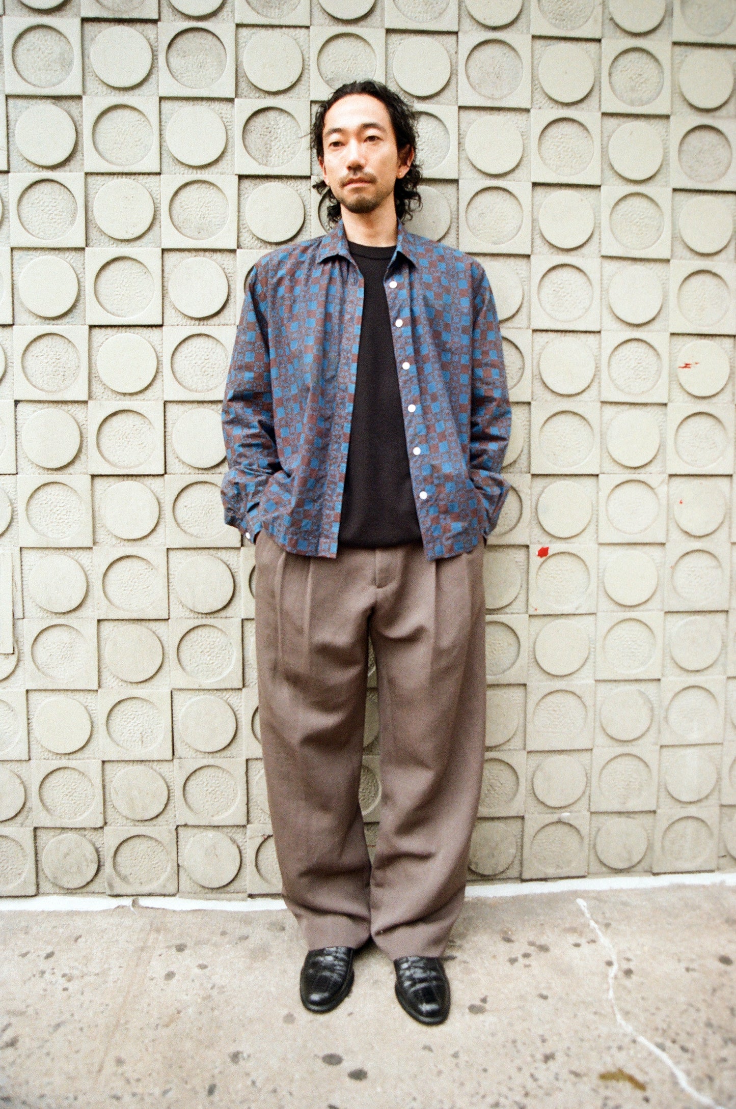 Double Pleat Trouser: Brown Wool Linen