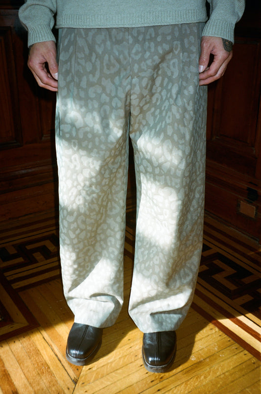 Double Pleated Trouser: Leopard Burn