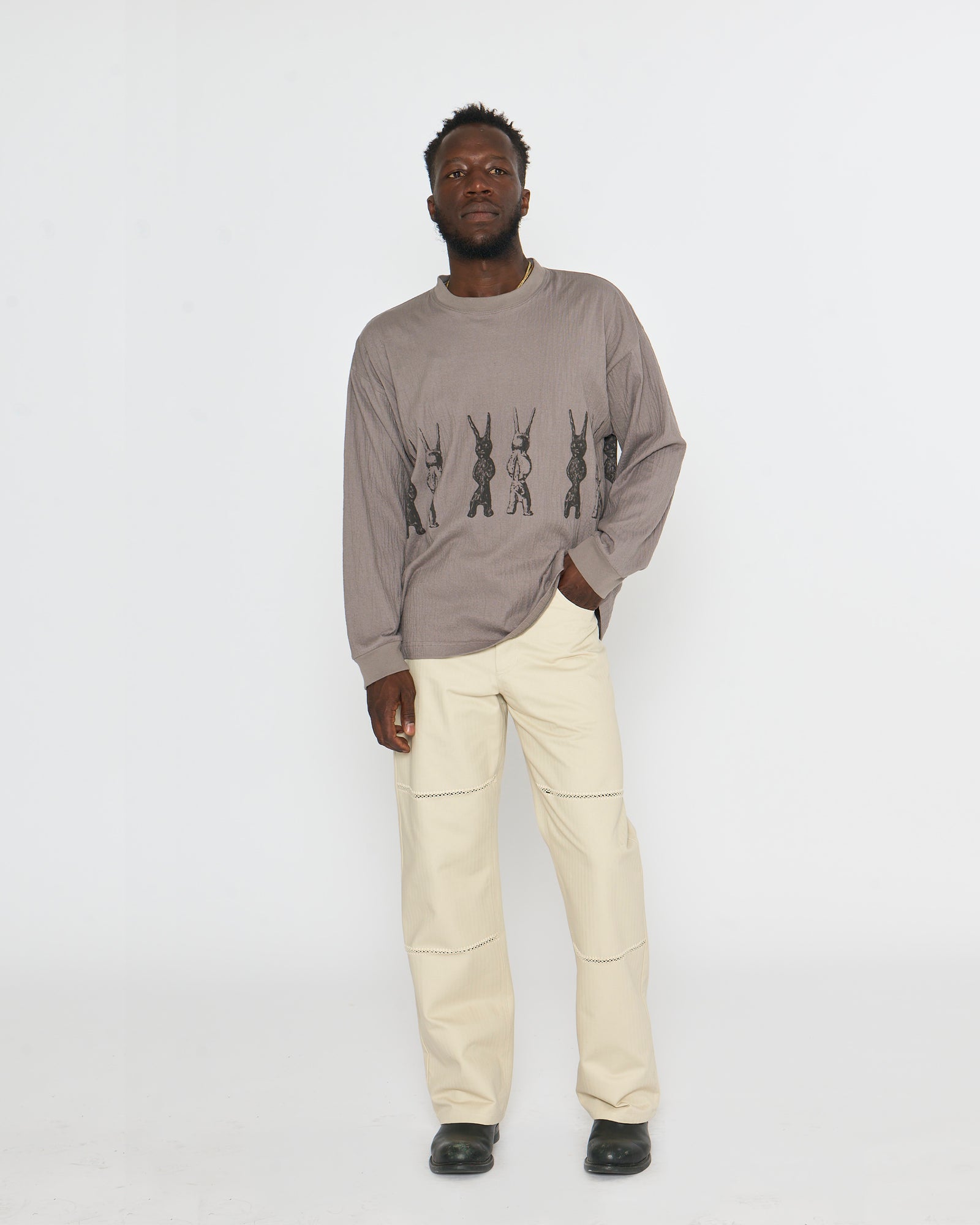 Jean Cut Trouser: Crochet Vent, Stone