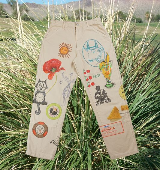 Custom dyed hand-drawn pants