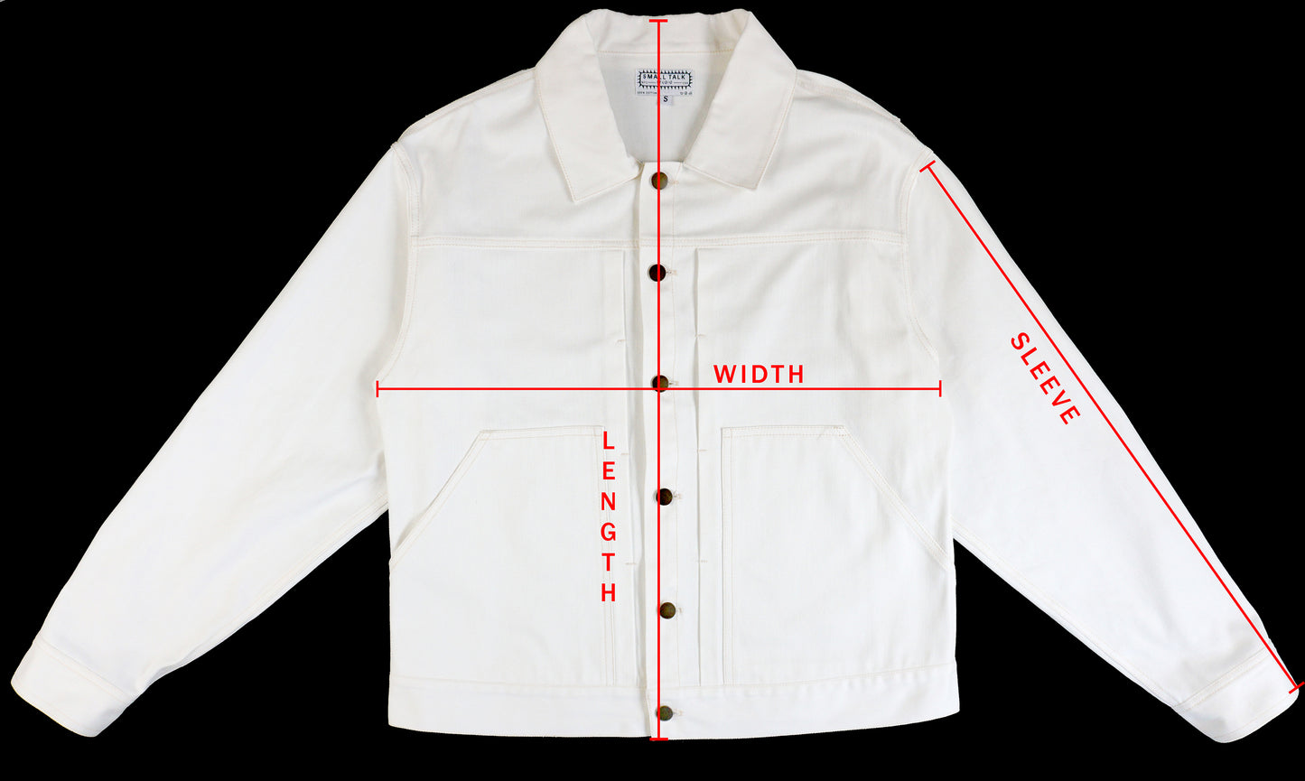 Custom white hand-drawn trucker jacket