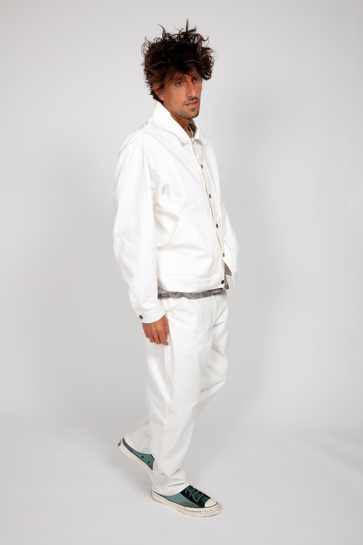 Custom white hand-drawn pants